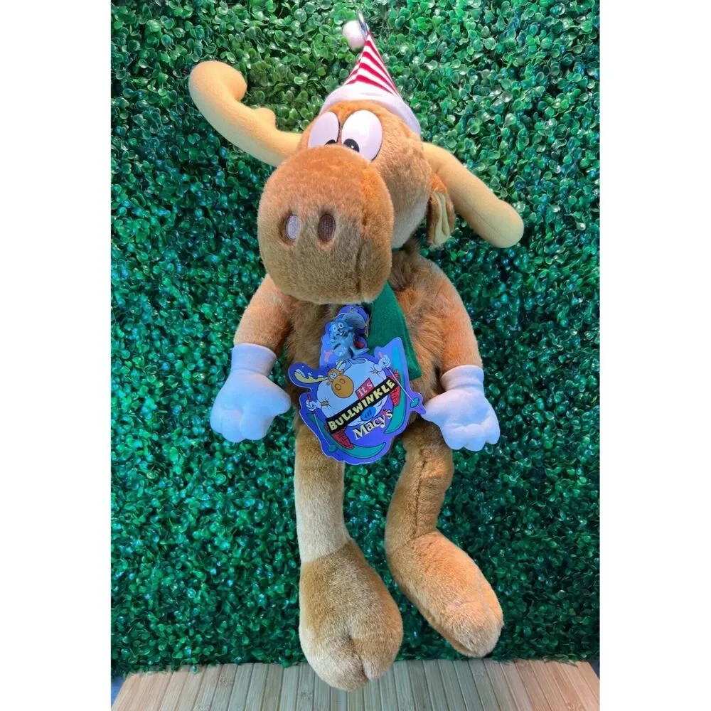 Vintage Bullwinkle Moose 90s Plush Stuffed Animal Macy's Rocky and Bullwinkle